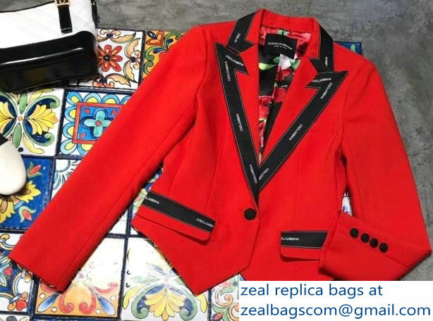 Dolce & Gabbana Short Single-Breasted Gabardine Blazer Red Jacket 2018 - Click Image to Close